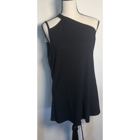 Torrid Black One Shoulder Ribbed Tank New Sz 2 X - Picture 2 of 9